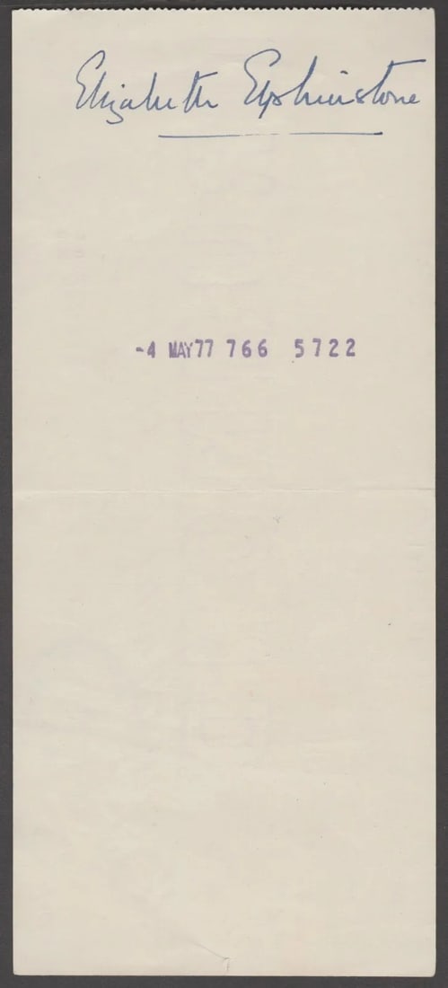 Royalty Queen Mother signed cheque May 1977 Elizabeth R on Messrs Drummond Royal Bank of Scotland - 4