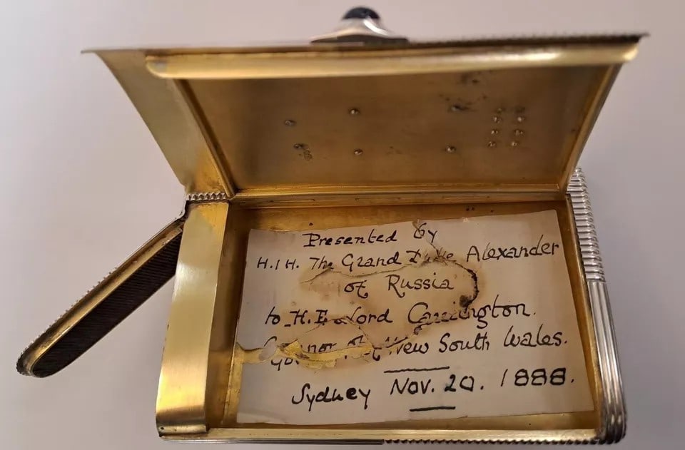 Royalty A Russian Imperial silver presentation cigarette and vesta case, by Nicholls & Plincke, - 4