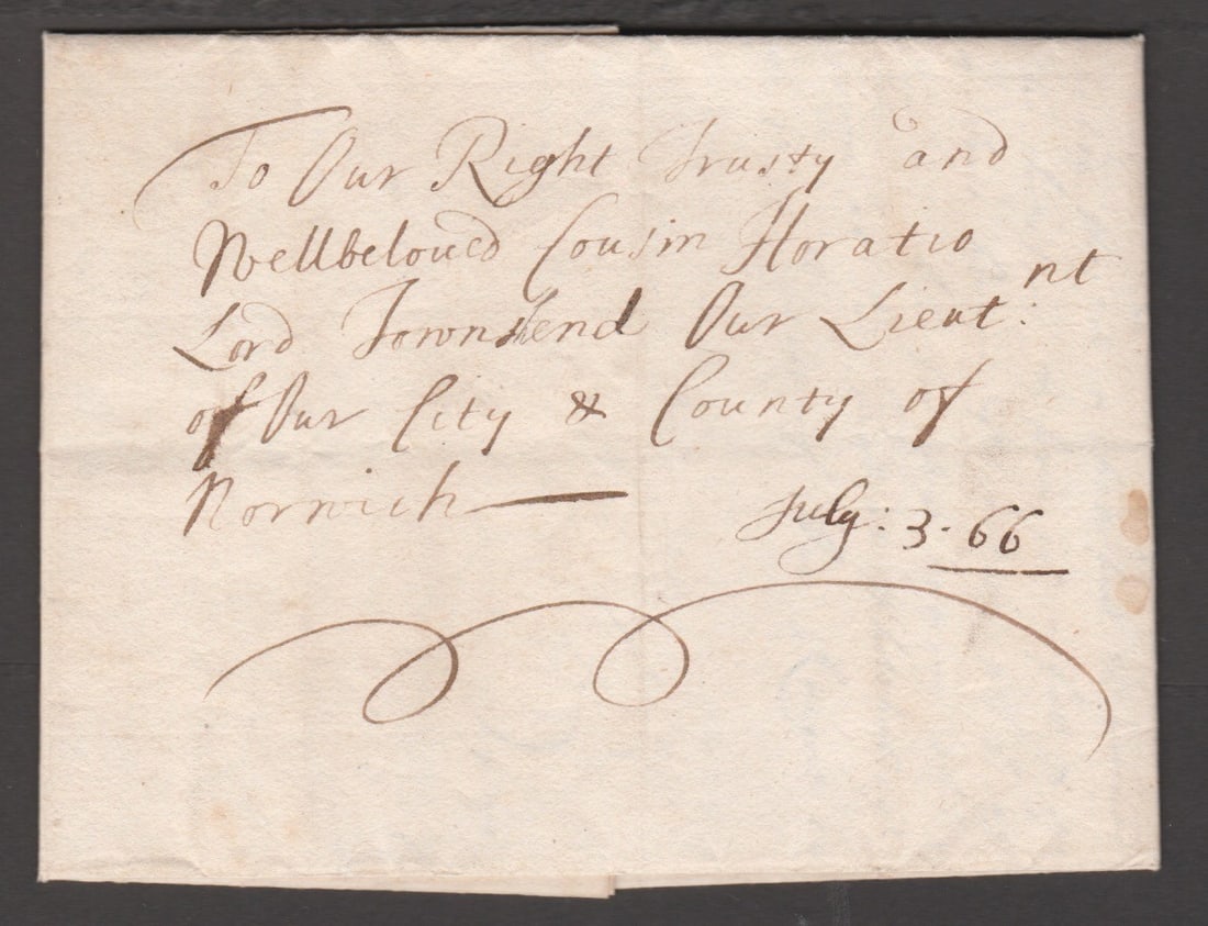 G.B. - Royalty / Frees 1666 (July 3): Title: G.B. - Royalty / Frees 1666 (July 3) Description: Entire letgter from Lord Arlington to Horatio Lord Townshend Lieutenant of the City and County of Norwich, giving instructions to raise