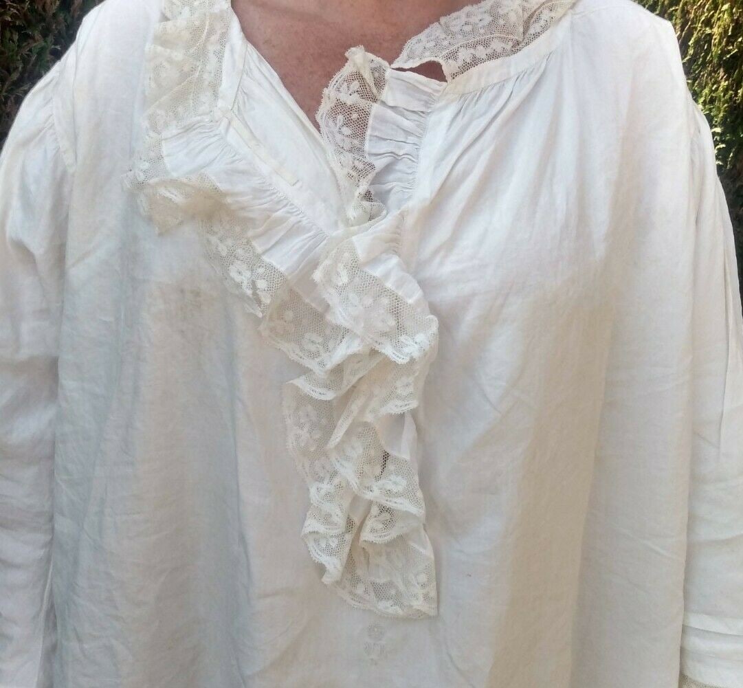 Royalty Queen Victoria's Nightdress 100% Cotton Embroidered CROWMN above VR No 36 being No 36 of - 11