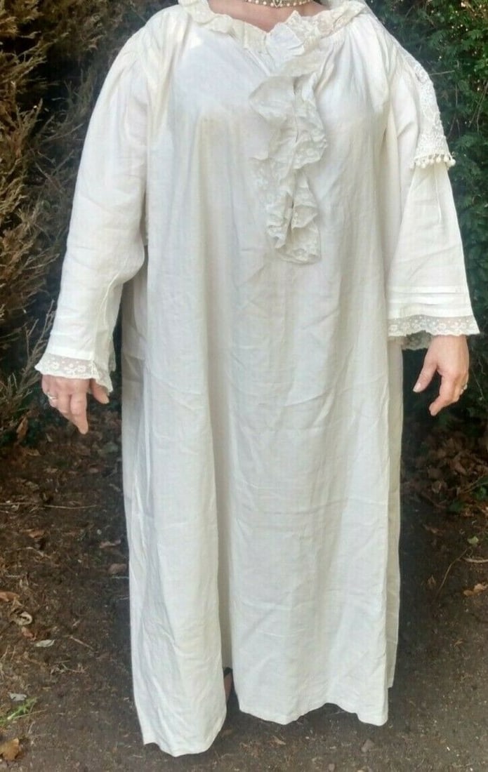 Royalty Queen Victoria's Nightdress 100% Cotton Embroidered CROWMN above VR No 36 being No 36 of - 6