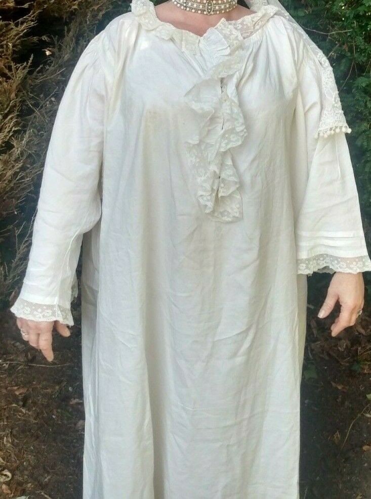 Royalty Queen Victoria's Nightdress 100% Cotton Embroidered CROWMN above VR No 36 being No 36 of - 7