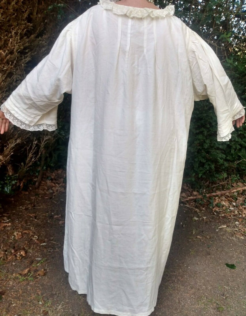 Royalty Queen Victoria's Nightdress 100% Cotton Embroidered CROWMN above VR No 36 being No 36 of - 9