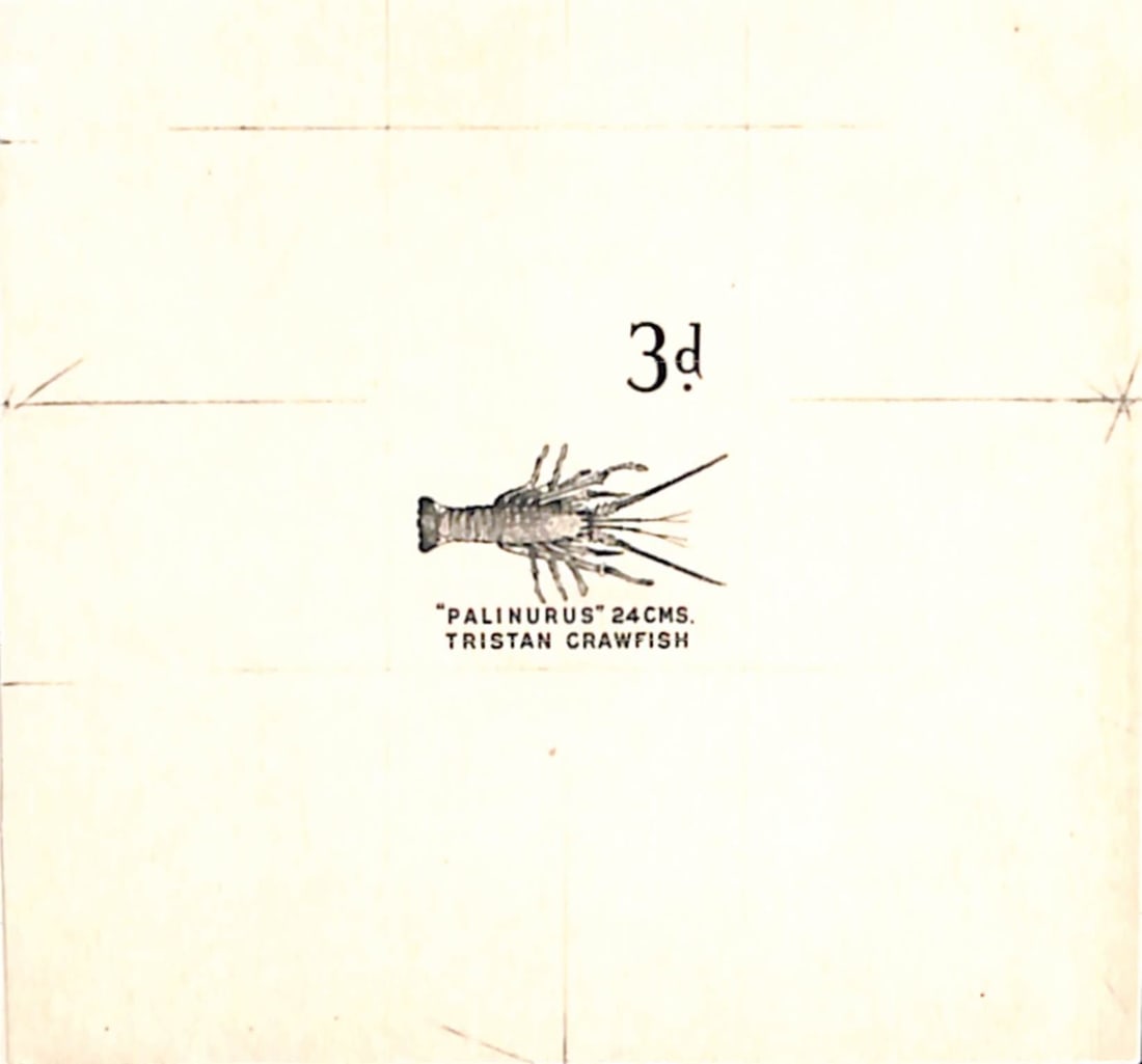 Tristan Da Cunha 1960: Title: Tristan Da Cunha 1960 Description: 3d 'Tristan Crawfish' vignette and value DIE PROOF printed in black on wove paper.Ê A fine and scarce proof. Delivery option: Collection &