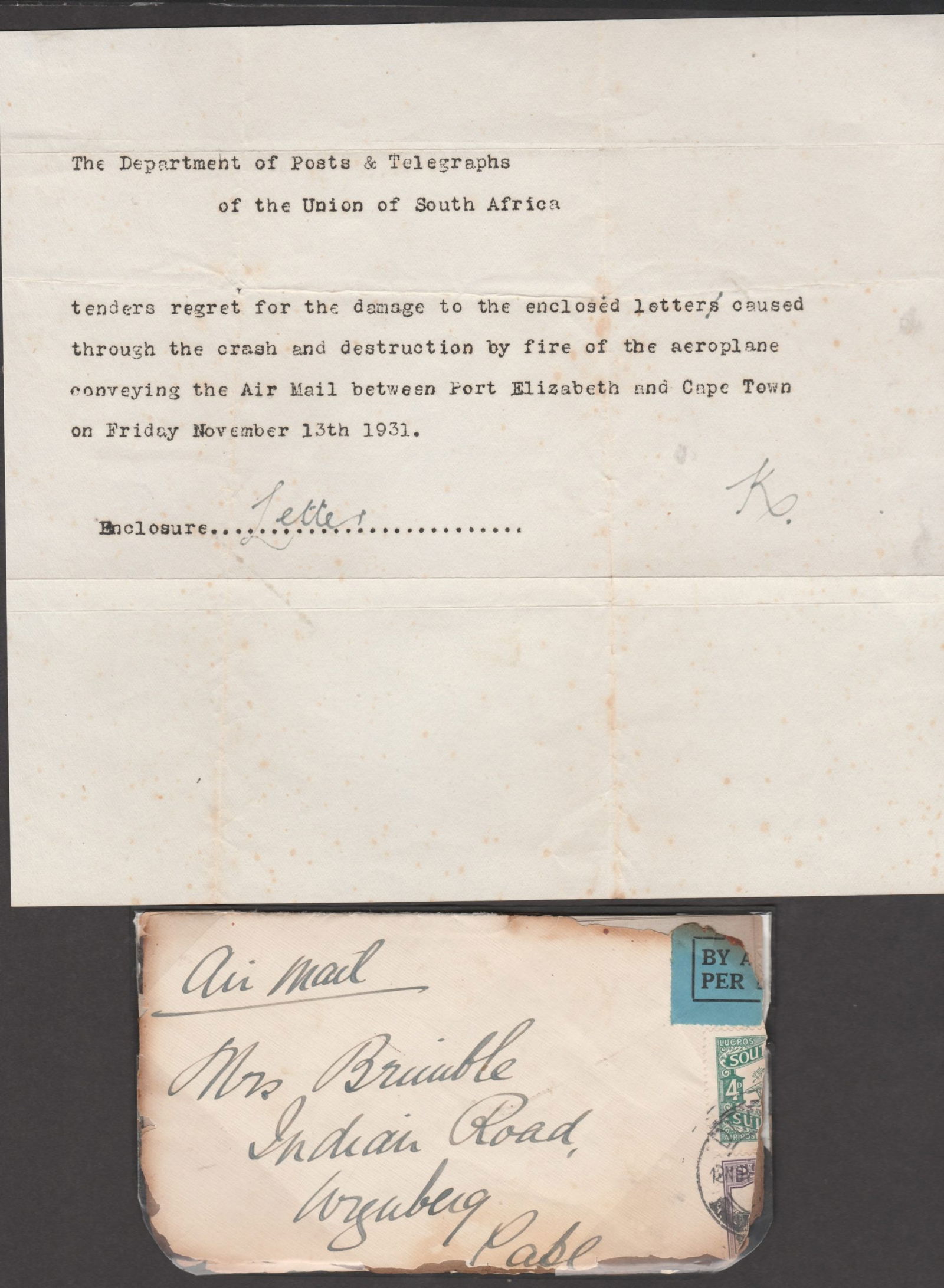 South Africa/Crash and Wreck 1931 (Nov. 13) - 2