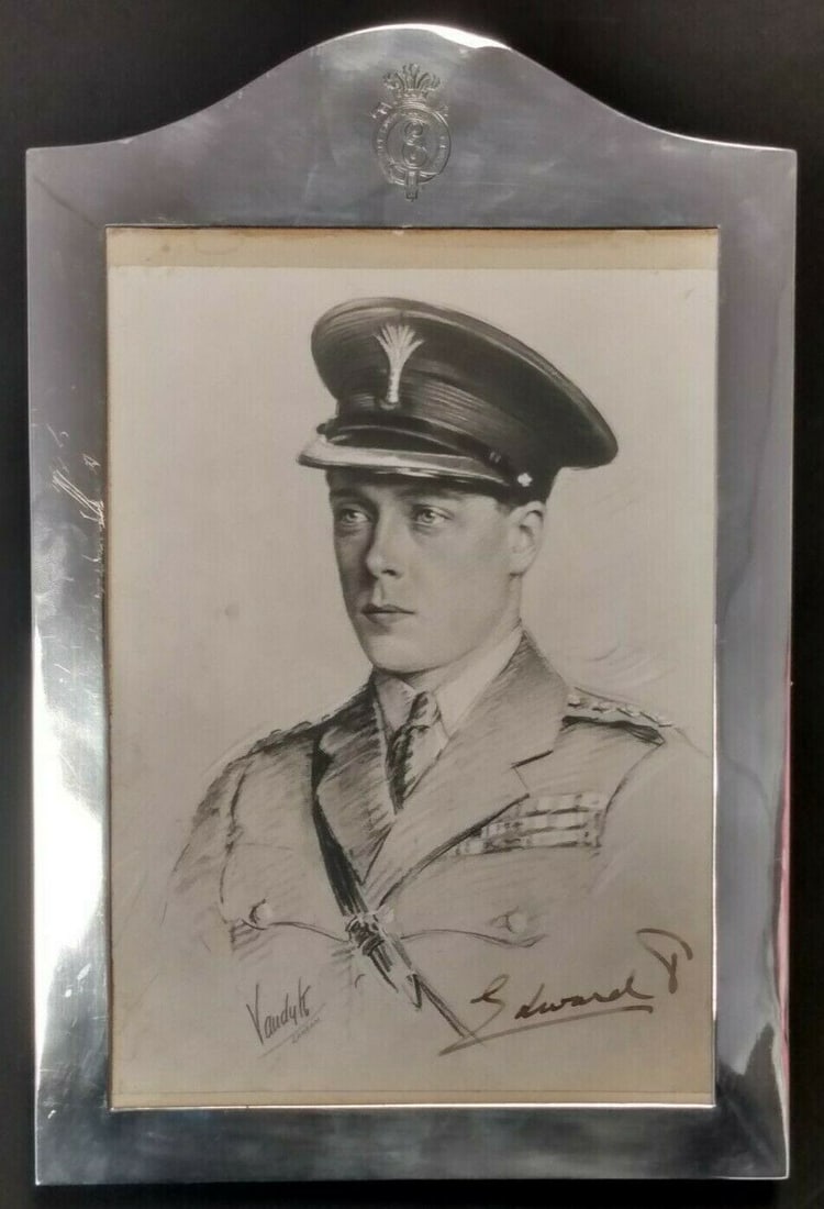 Royalty Signed Edward P mounted in silver wooden easel backed frame. Made by silversmiths Alfred - 3