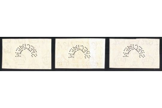 BAHAMAS 1937 George VI Coronation imperforate set of three on gummed watermarked paper each perfo... - 2