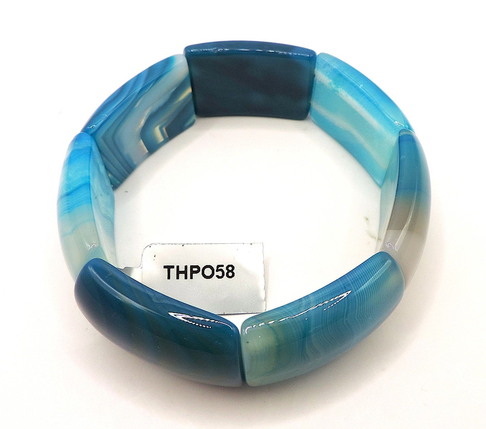 Brazilian Blue Banded Agate Stretch Bracelet New With Gift Pouch - 3