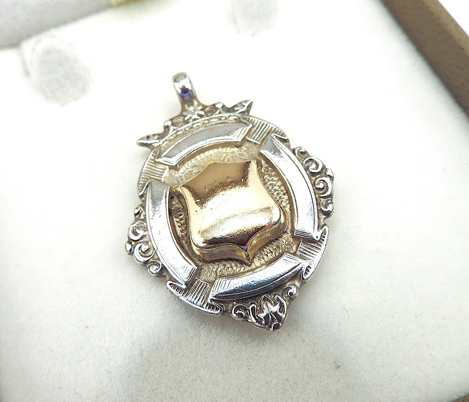 Sterling Silver & Gold Fob Football Medal Made by J W Tiptaft & Son Ltd In 1919 - 2