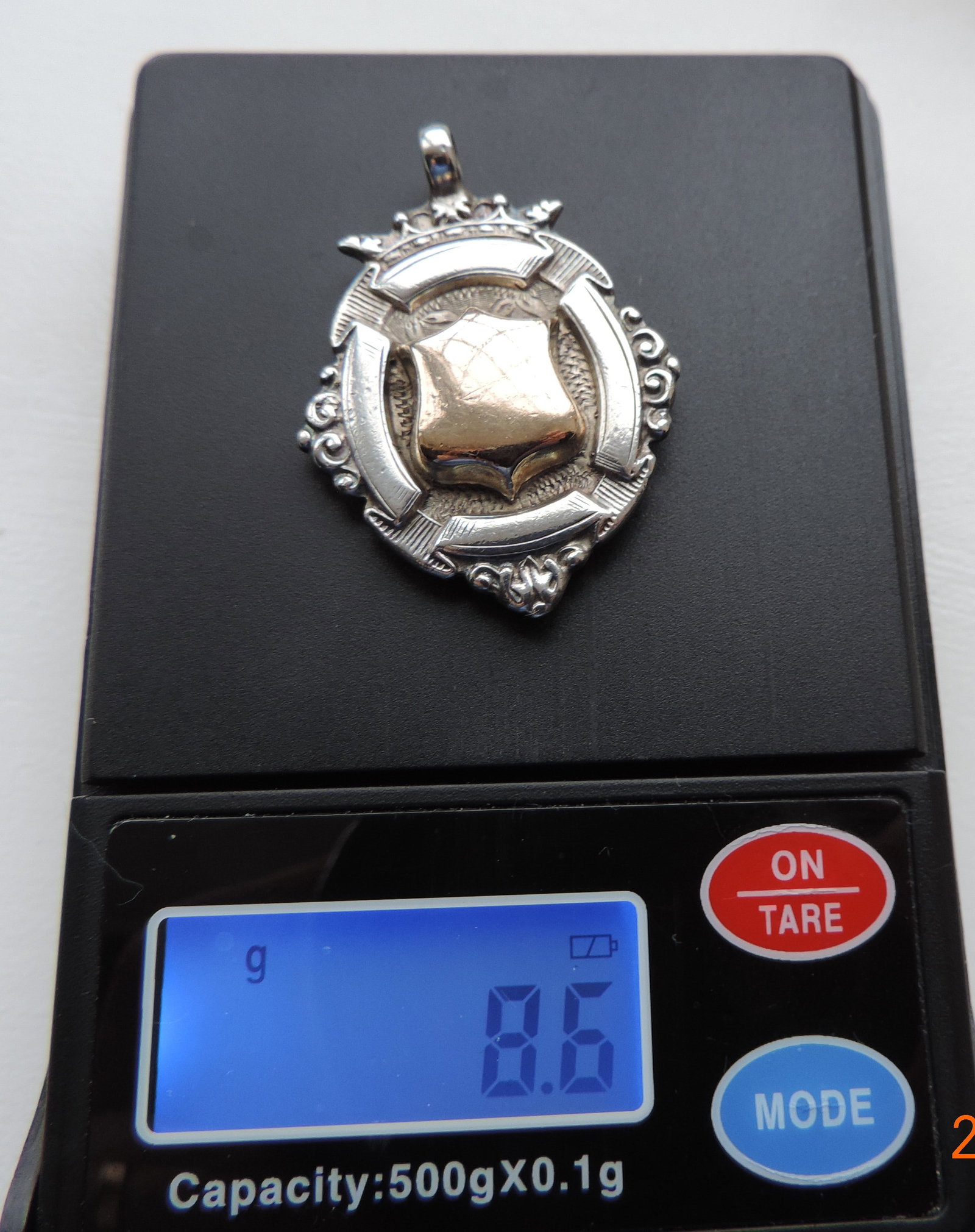 Sterling Silver & Gold Fob Football Medal Made by J W Tiptaft & Son Ltd In 1919 - 4