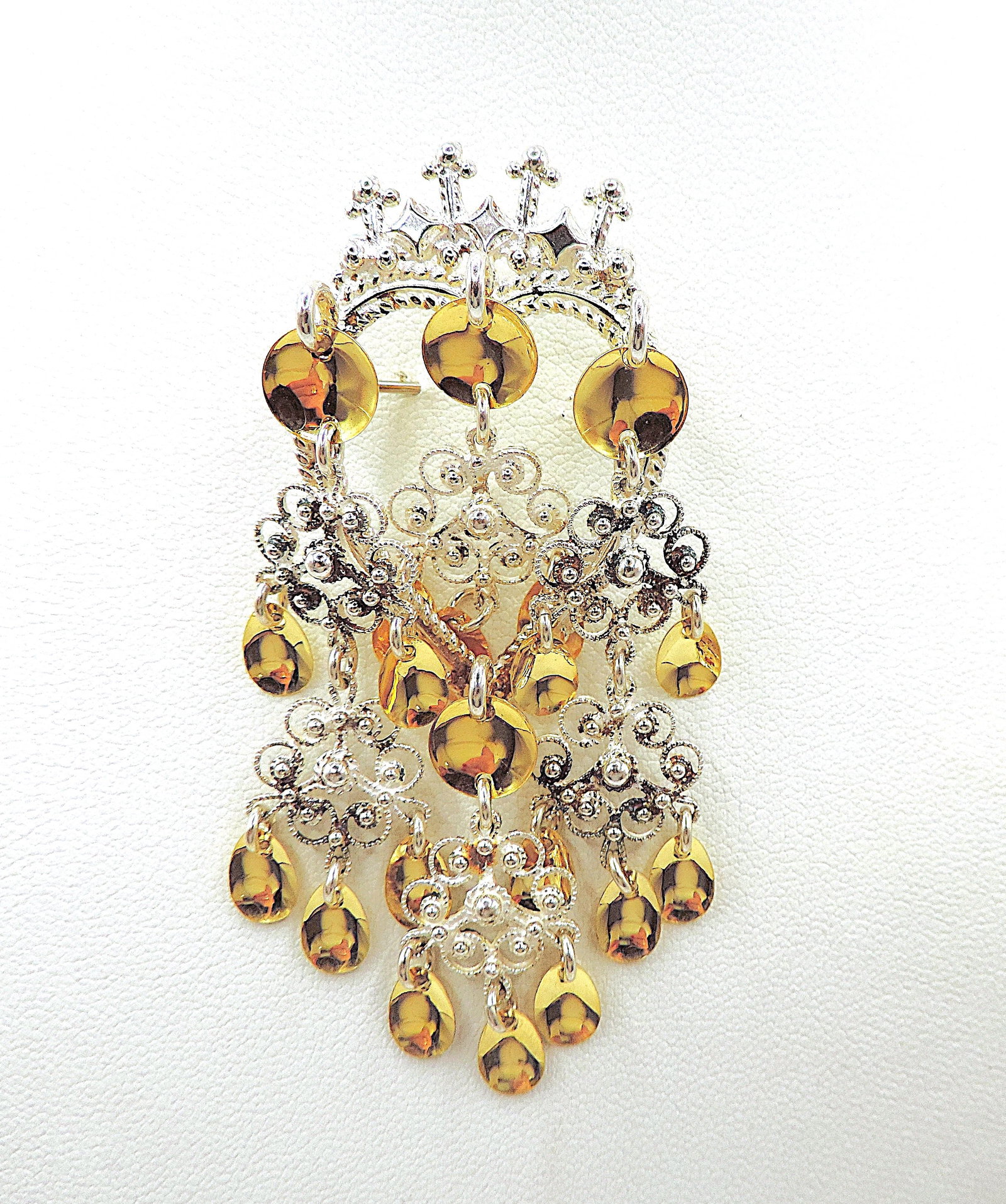 Vintage Norwegian Silver J. Solje Heart Crown Brooch - 4