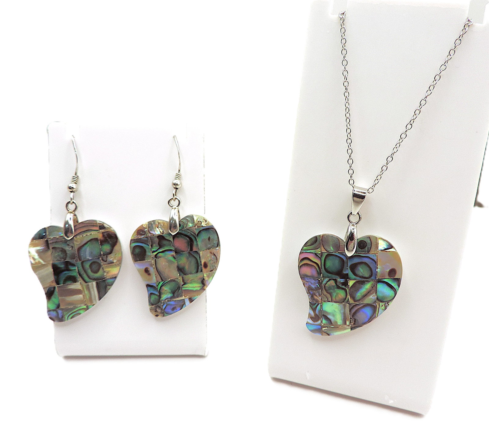 925 Sterling Silver Paua Shell Necklace and Earrings 'New' - 4