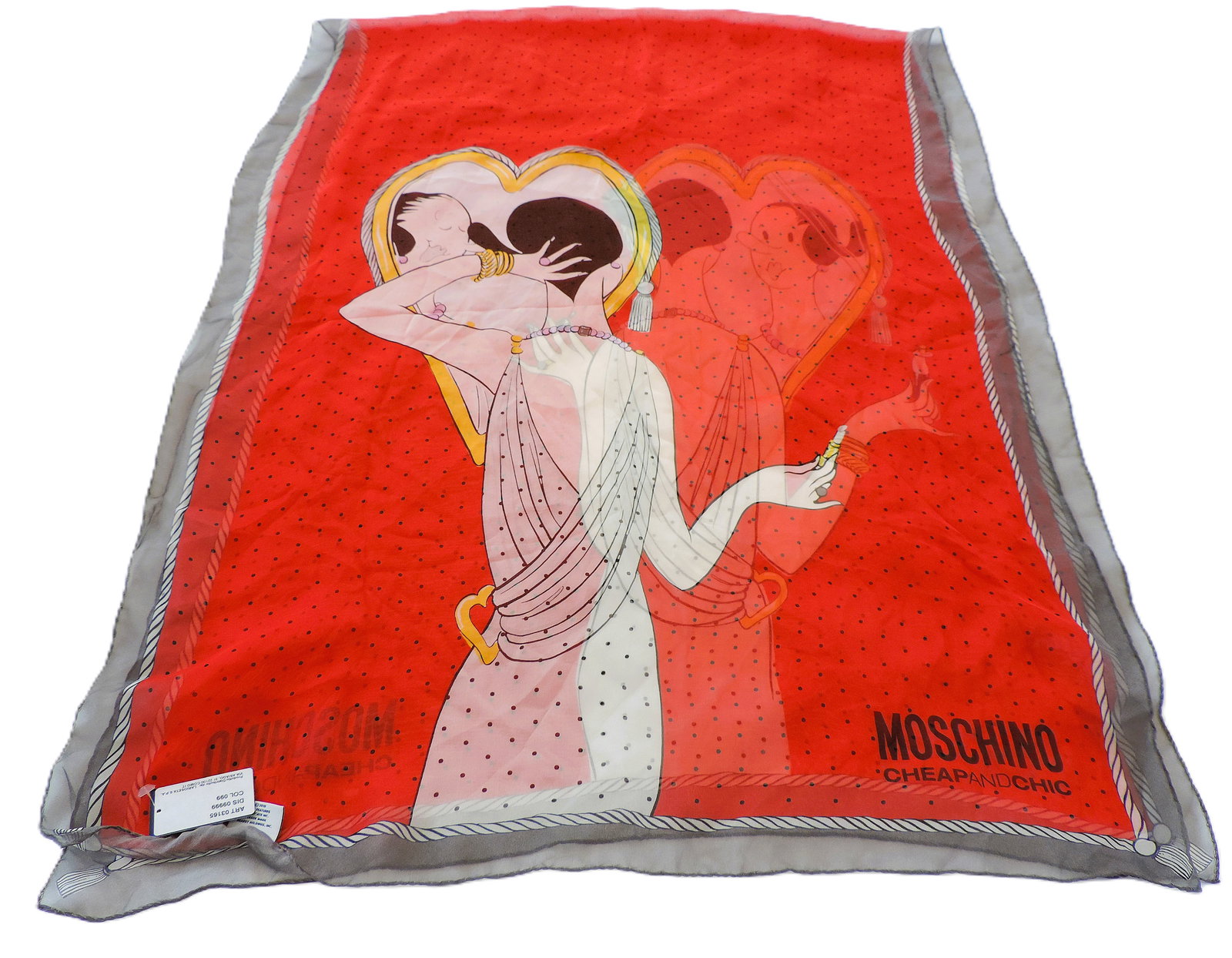 Moschino Silk Scarf Olive Oyl 'Popye' Collection 66x177cm c.2010 New Unworn With Tags - 3