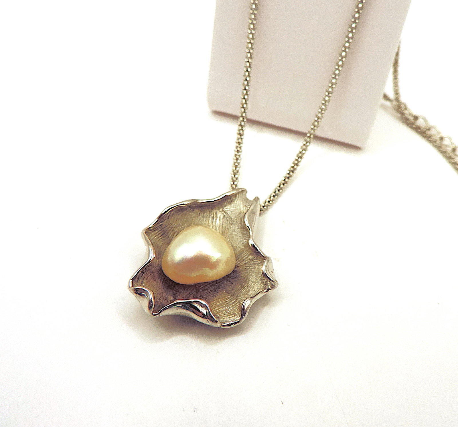 Artisan 925 Sterling Silver Cultured Pearl Pendant Necklace - 3