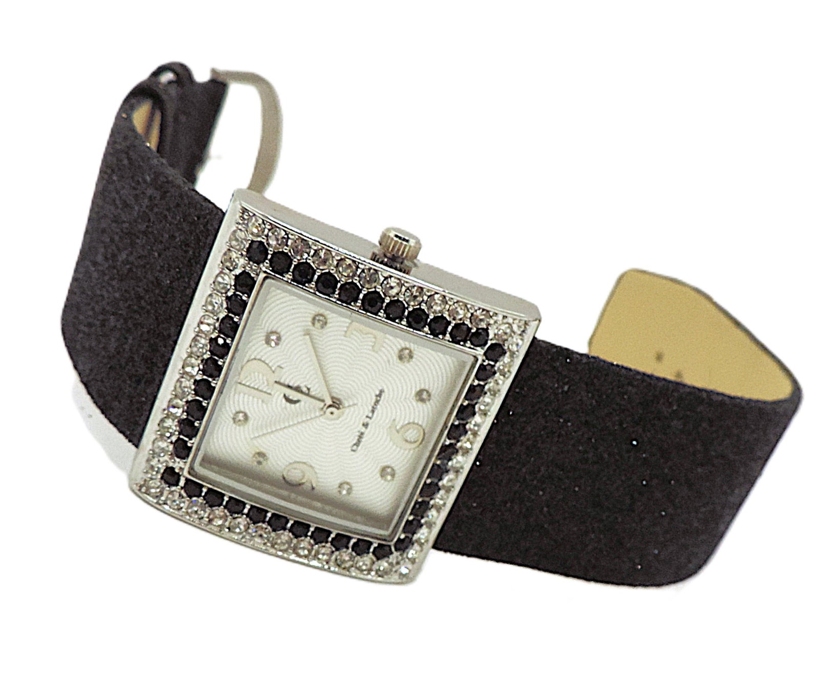 Chete & Laroche Crystal Quartz Watch Black Glitter Strap - 2