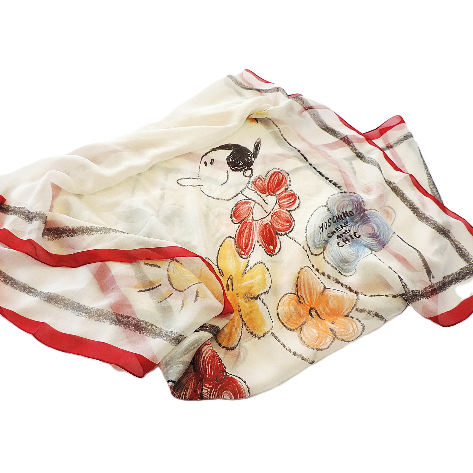 Moschino Silk Scarf Olive Oyl 'Popye' Collection 66x177cm c.2009 - New Unworn With Tags - 2