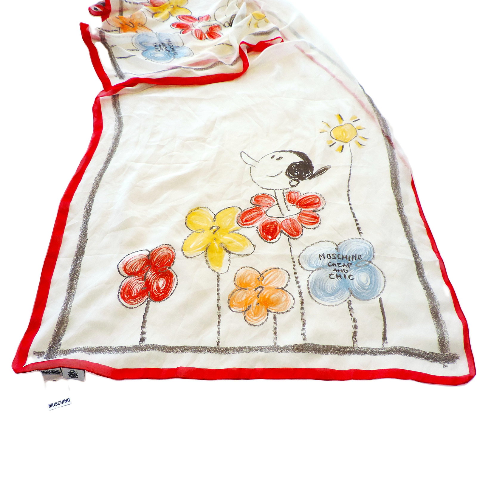 Moschino Silk Scarf Olive Oyl 'Popye' Collection 66x177cm c.2009 - New Unworn With Tags - 8