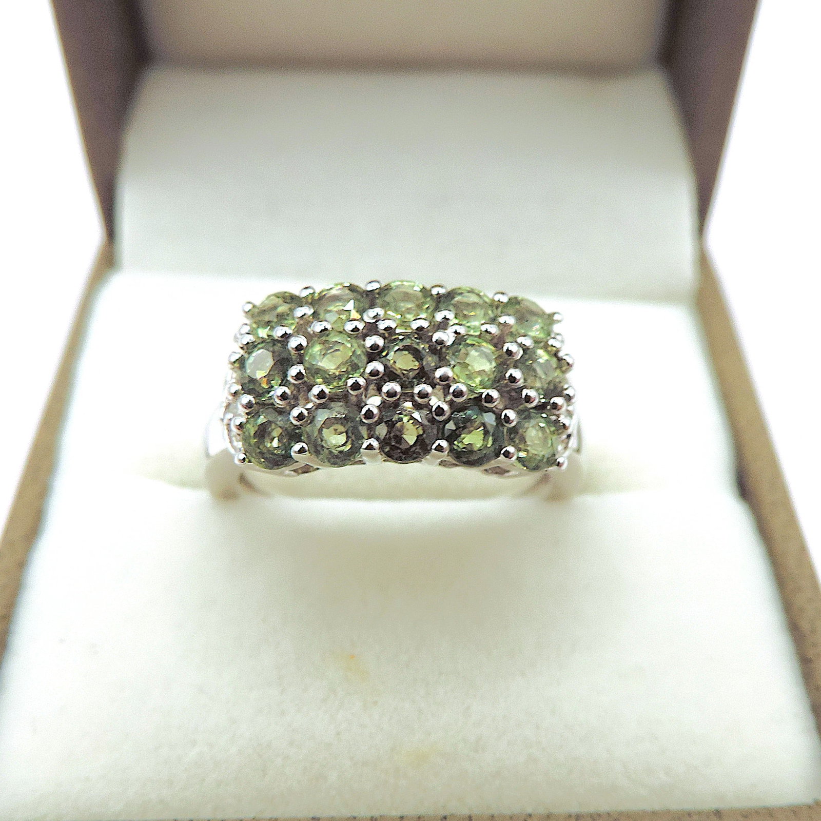 Sterling Silver Green Sapphire & Diamond Ring New With Gift Pouch - 3