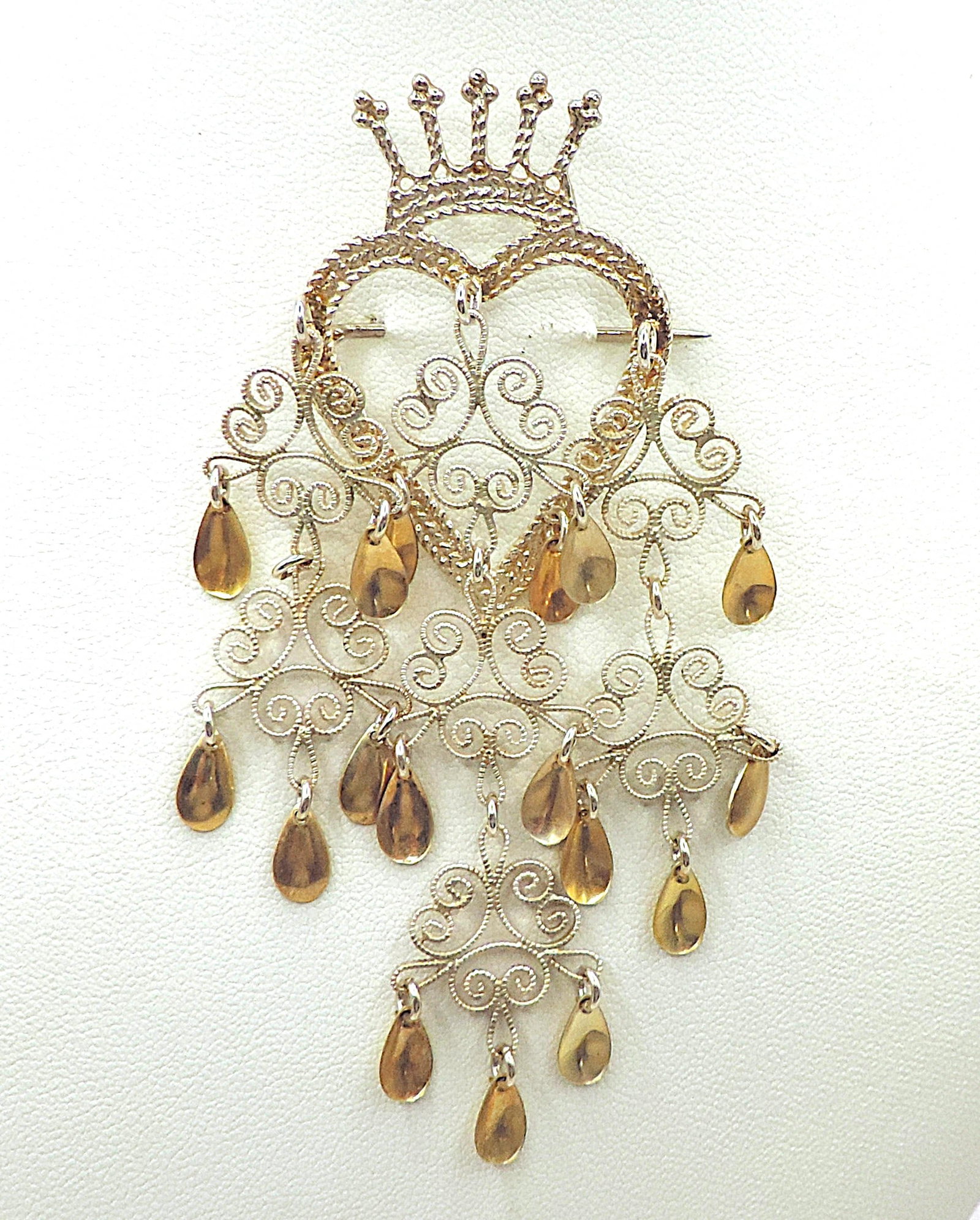 Vintage Norwegian 830S Silver Heart Crown Brooch - 3