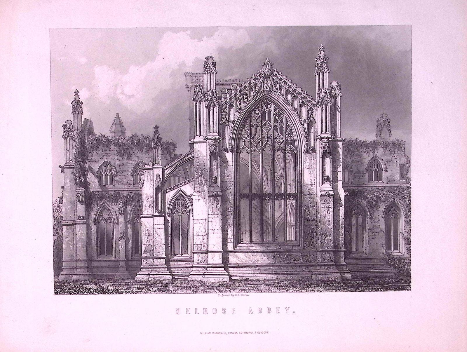 Melrose Abbey Scotland Antique Victorian 152 Years-Old Engraving-33a: Title: Melrose Abbey Scotland Antique Victorian 152 Years-Old Engraving-33a Description: This Antique Print Was Removed from an Edition of. Tytler's History of Scot
