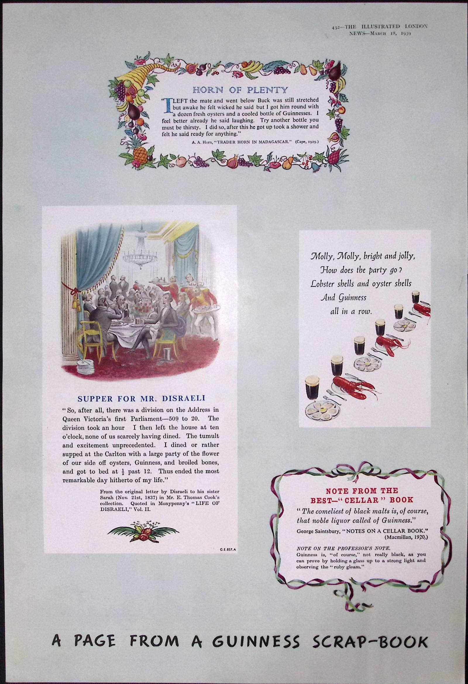 Guinness The Scrap Book 1939 Original 86 Years-Old Vintage Print G.E. 857.A (1 of 1)