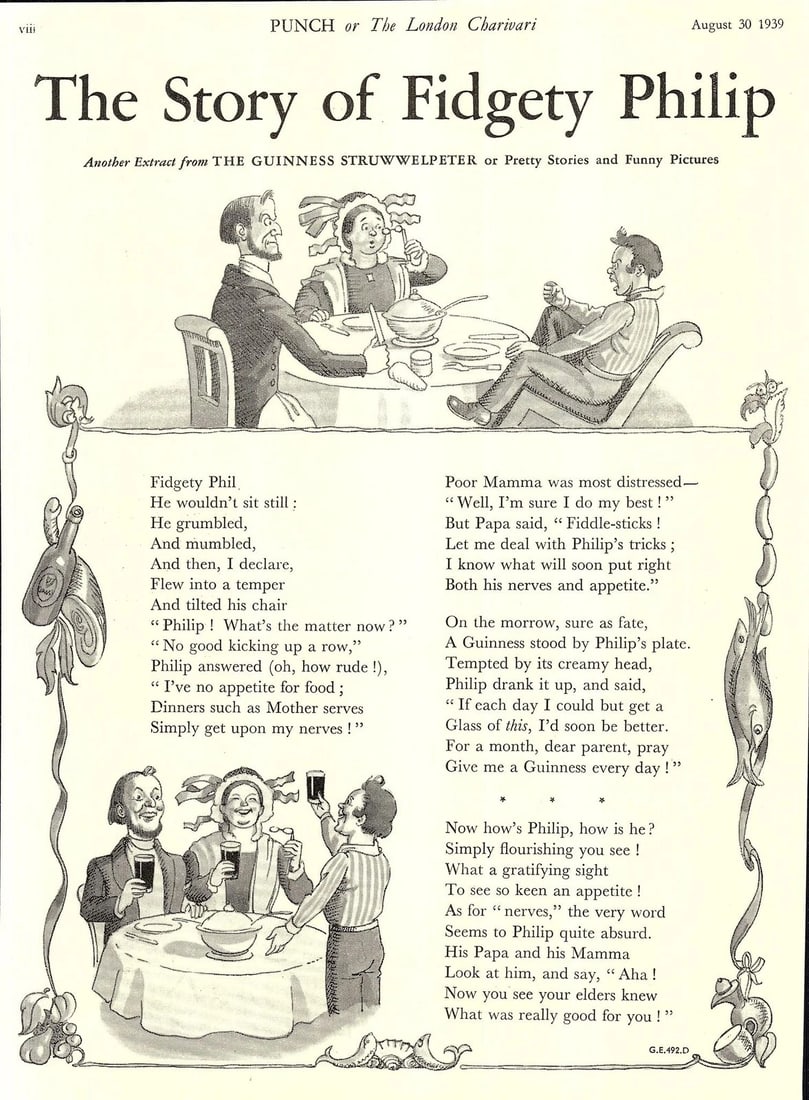Guinness 86 Years-Old Advert 1939 86 Years Old Fidgety Philip Print: GE.492.D. (1 of 1)