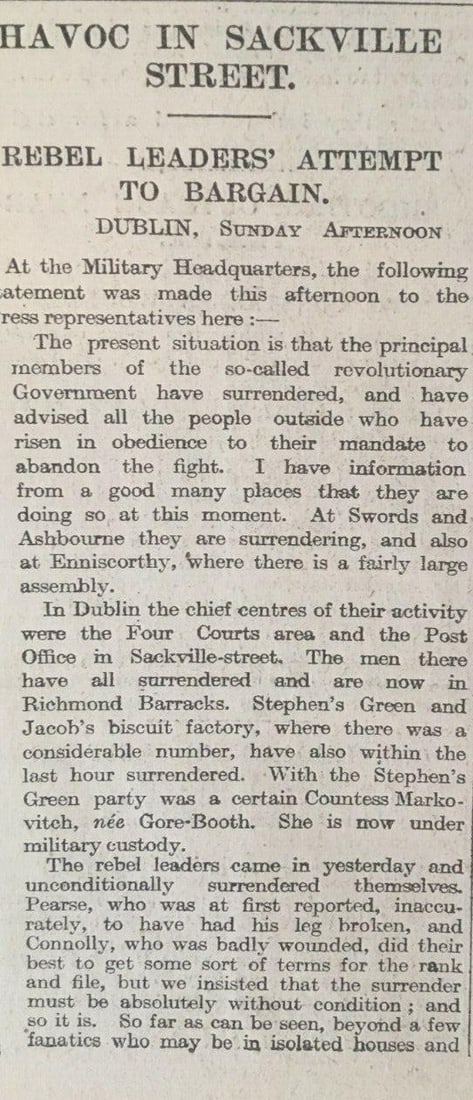 Irish Easter Rising 1916 Padraig Pearse Letter of Surrender, GPO In Ruins Rare Newspaper - 10