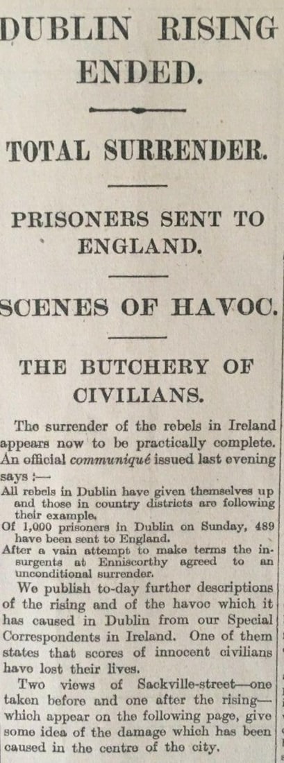 Irish Easter Rising 1916 Padraig Pearse Letter of Surrender, GPO In Ruins Rare Newspaper - 6