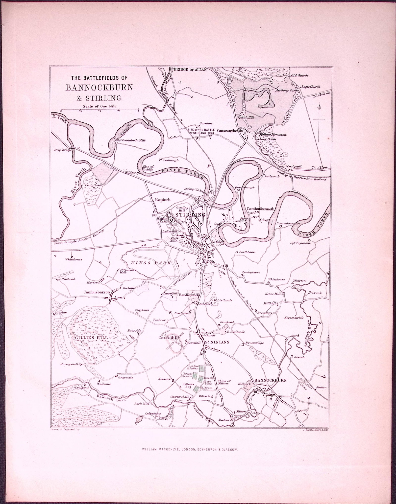 Battlelines of Bannockburn & Stirling Scotland Antique 152 Years-Old Print-2: Title: Battlelines of Bannockburn & Stirling Scotland Antique 152 Years-Old Print-2 Description: This Antique Print Was Removed from an Edition of. Tytler's Hi