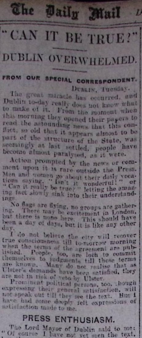 Ireland Peace Treaty Michael Collins Signed Agreement Rare Complete 1921 Newspaper - 6