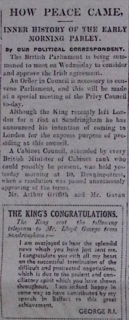 Ireland Peace Treaty Michael Collins Signed Agreement Rare Complete 1921 Newspaper - 8