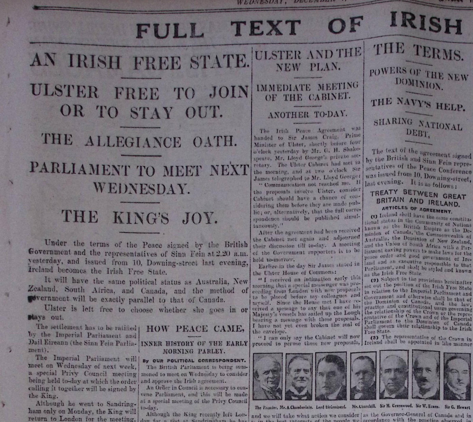 Ireland Peace Treaty Michael Collins Signed Agreement Rare Complete 1921 Newspaper - 9
