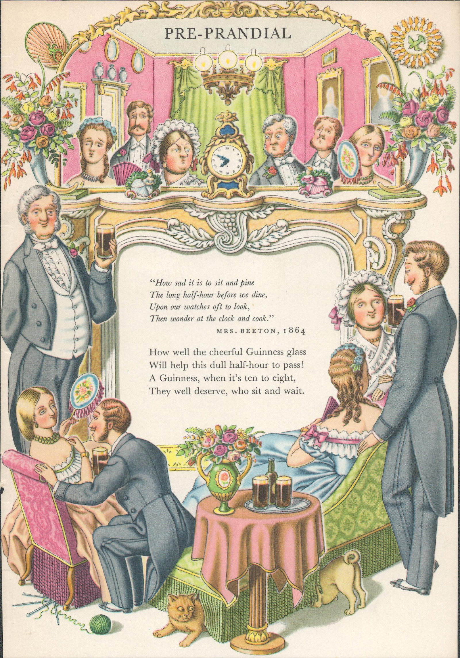 Guinness Vintage 70 Years-Old Illustration Print 1956 Tough Luck & Party - 2