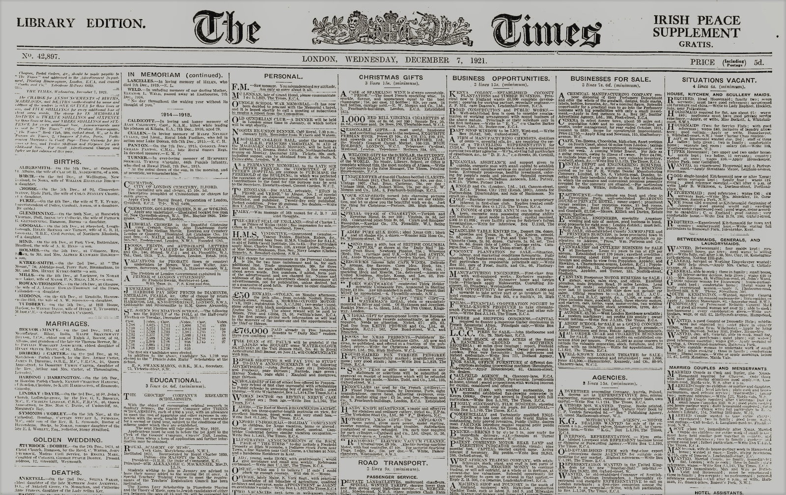 Ireland Peace Treaty, Michael Collins Agreed & Signed 1921 Irish War of Independence Rare Newspap... - 10