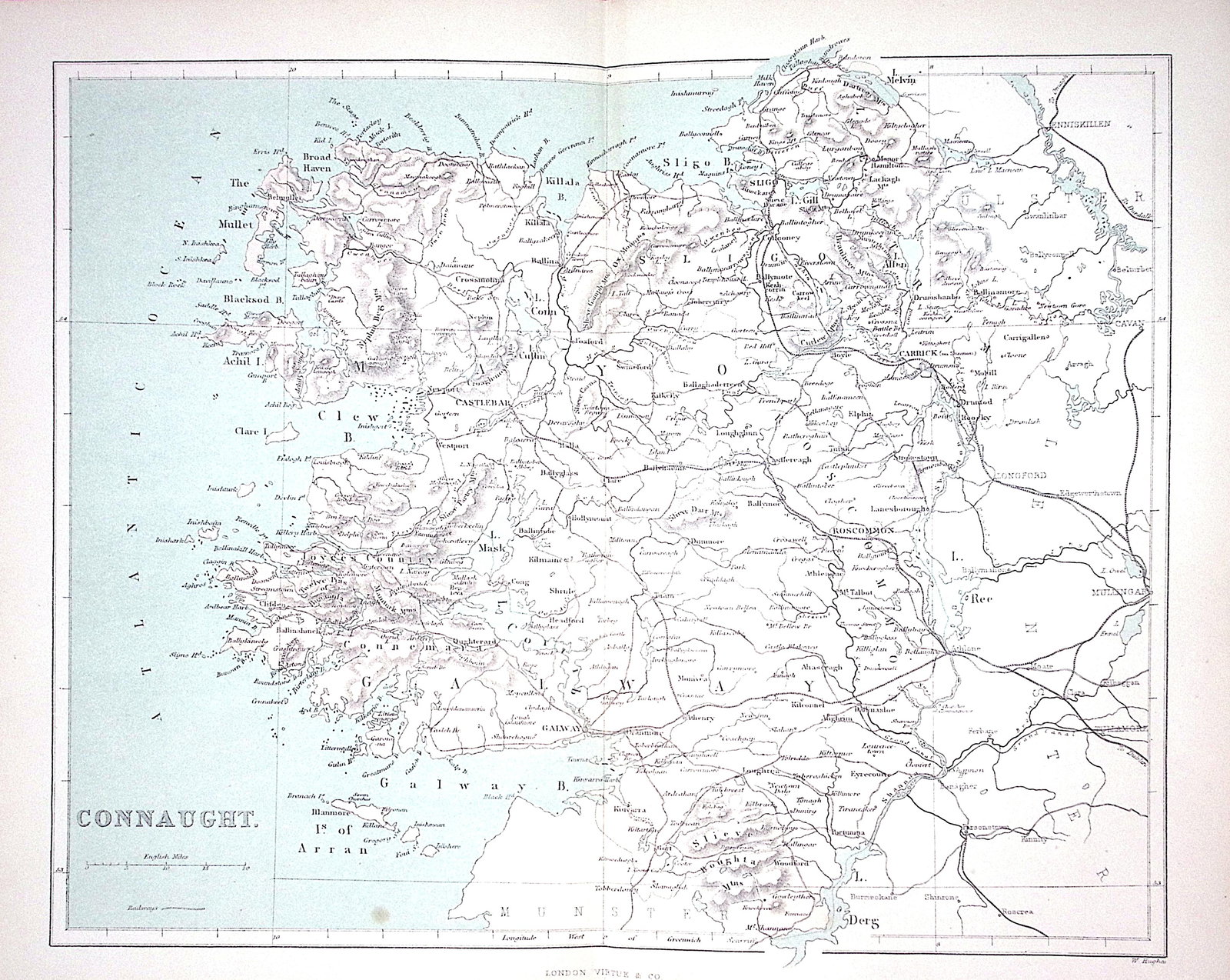 The Province of Connaught Ireland 150 Years-Old Coloured Antique 1875 Map-2: Title: The Province of Connaught Ireland 150 Years-Old Coloured Antique 1875 Map-2 Description: This 150 Years-Old Coloured Antique Map Was Removed from an Edition of. <