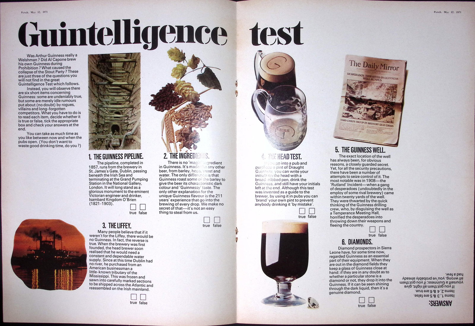 Guinness 1971 54 Years-Old Genuine Print The Intelligence Test. (1 of 1)