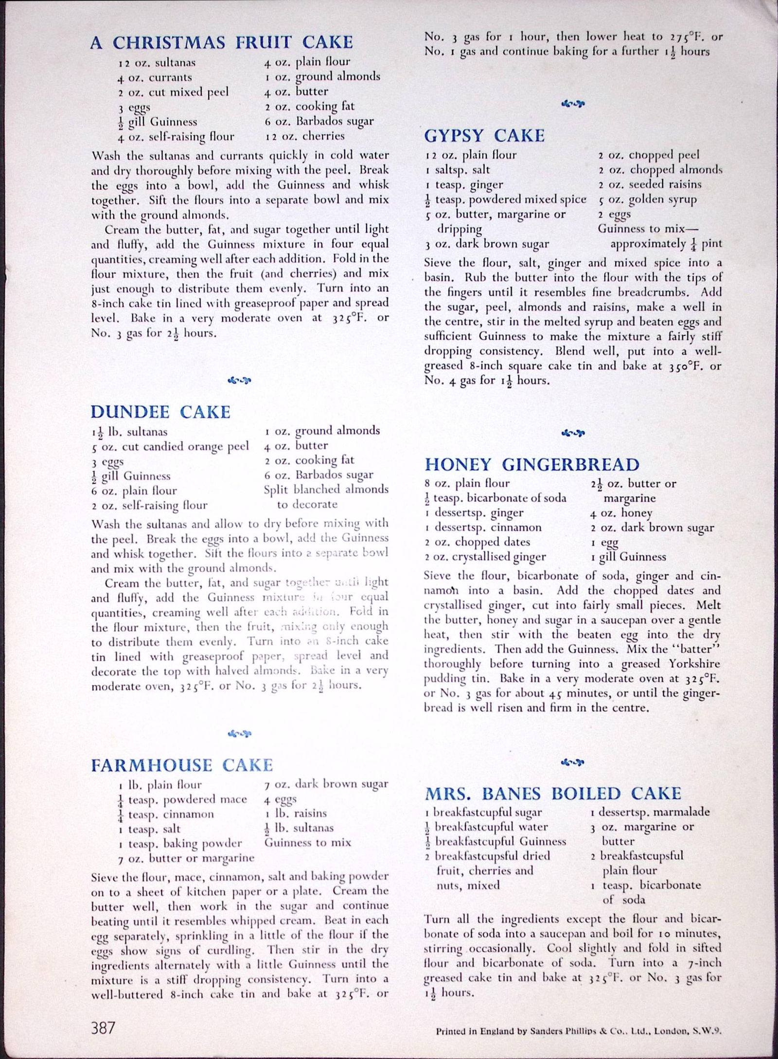 Guinness Guide To Cake Cooking 60-Year-Old Double Sided Print. - 2