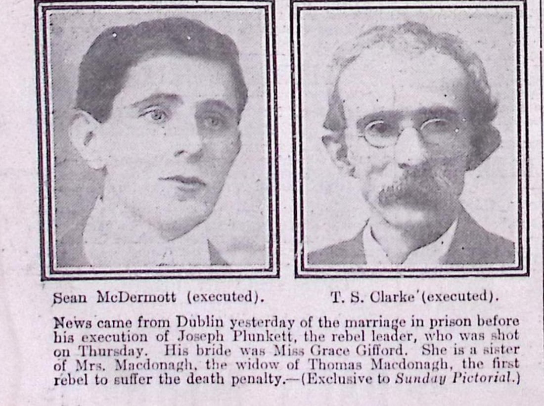 Ireland Easter Rising Plunkett & Gifford Marries ,Thomas Clarke & Sean MacDiarmada Executed. - 2