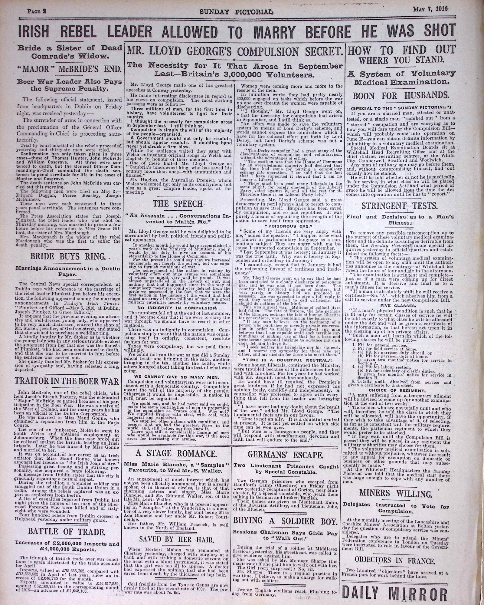 Ireland Easter Rising Plunkett & Gifford Marries ,Thomas Clarke & Sean MacDiarmada Executed. - 4