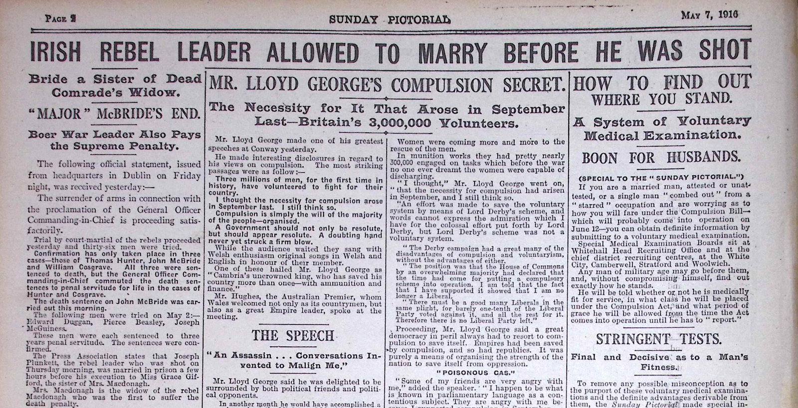 Ireland Easter Rising Plunkett & Gifford Marries ,Thomas Clarke & Sean MacDiarmada Executed. - 9