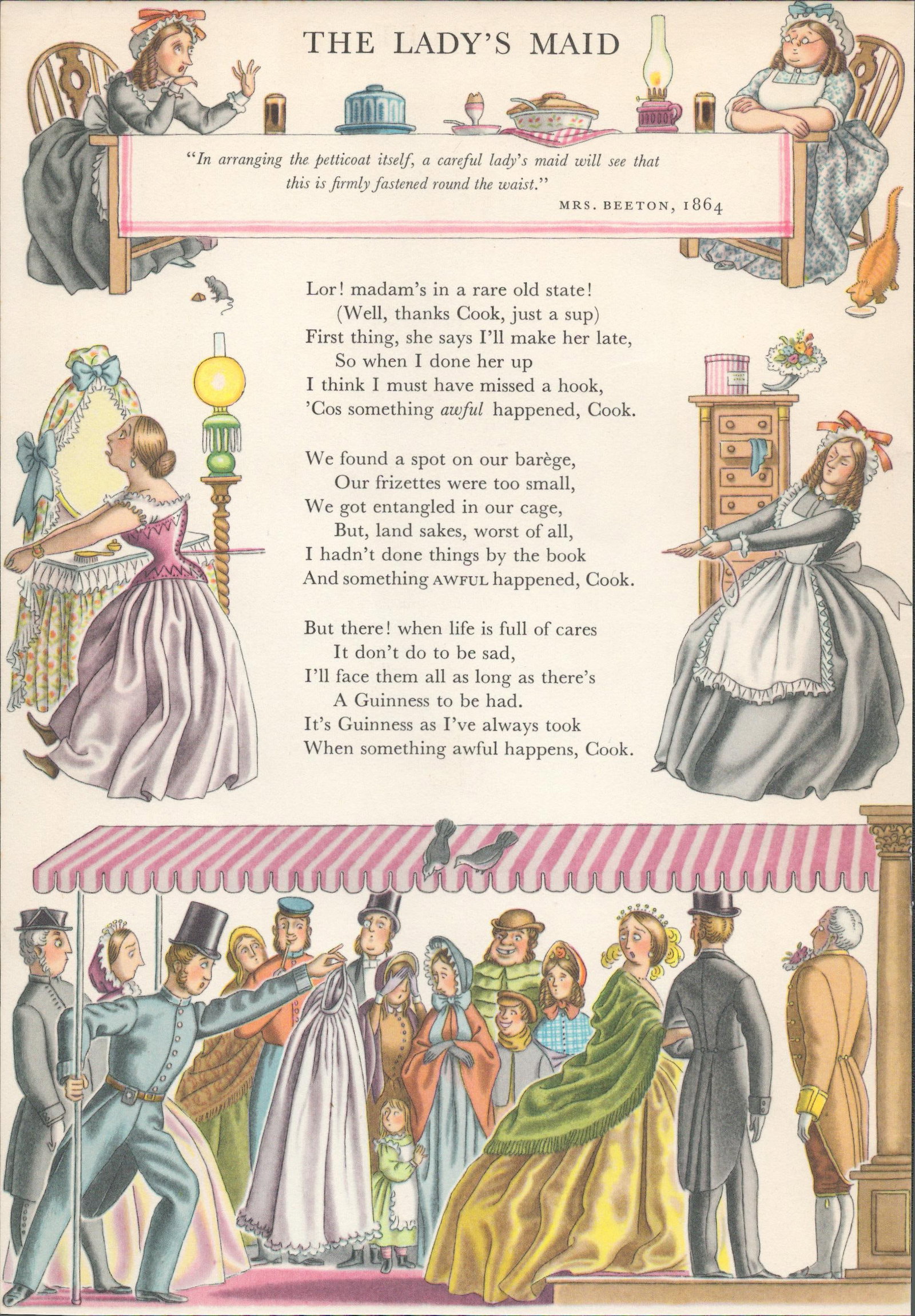 Guinness Scarce 70 Years-Old Illustration 1956 The Lady’s Maid & The Footman: Title: Guinness Scarce 70 Years-Old Illustration 1956 The Lady’s Maid & The Footman Description: Measures approx. 9' x 6' (22.86 x 15.24 cm) (228.6 x 152.4 mm). 