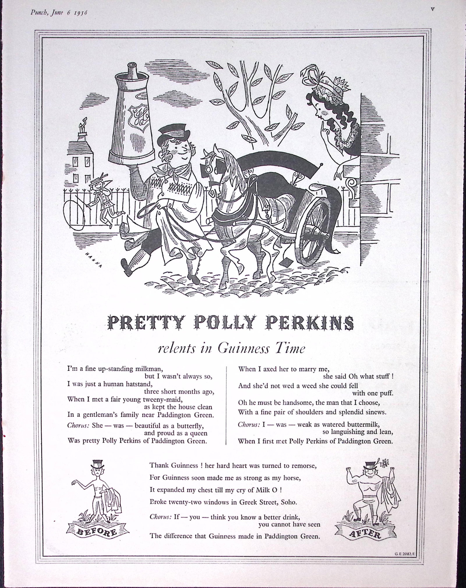 Guinness 1956 Original 70 Years-Old Print Pretty Polly Perkins- G.E.2082-E. (1 of 1)