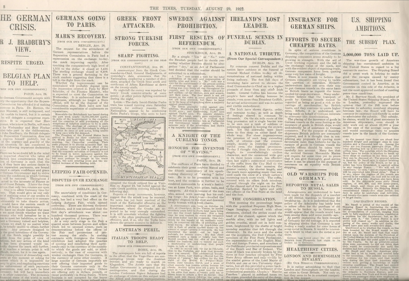 Michael Collins The Big Fella One Fifth of all Ireland Attends the Funeral 1922 Rare Newspaper - 7