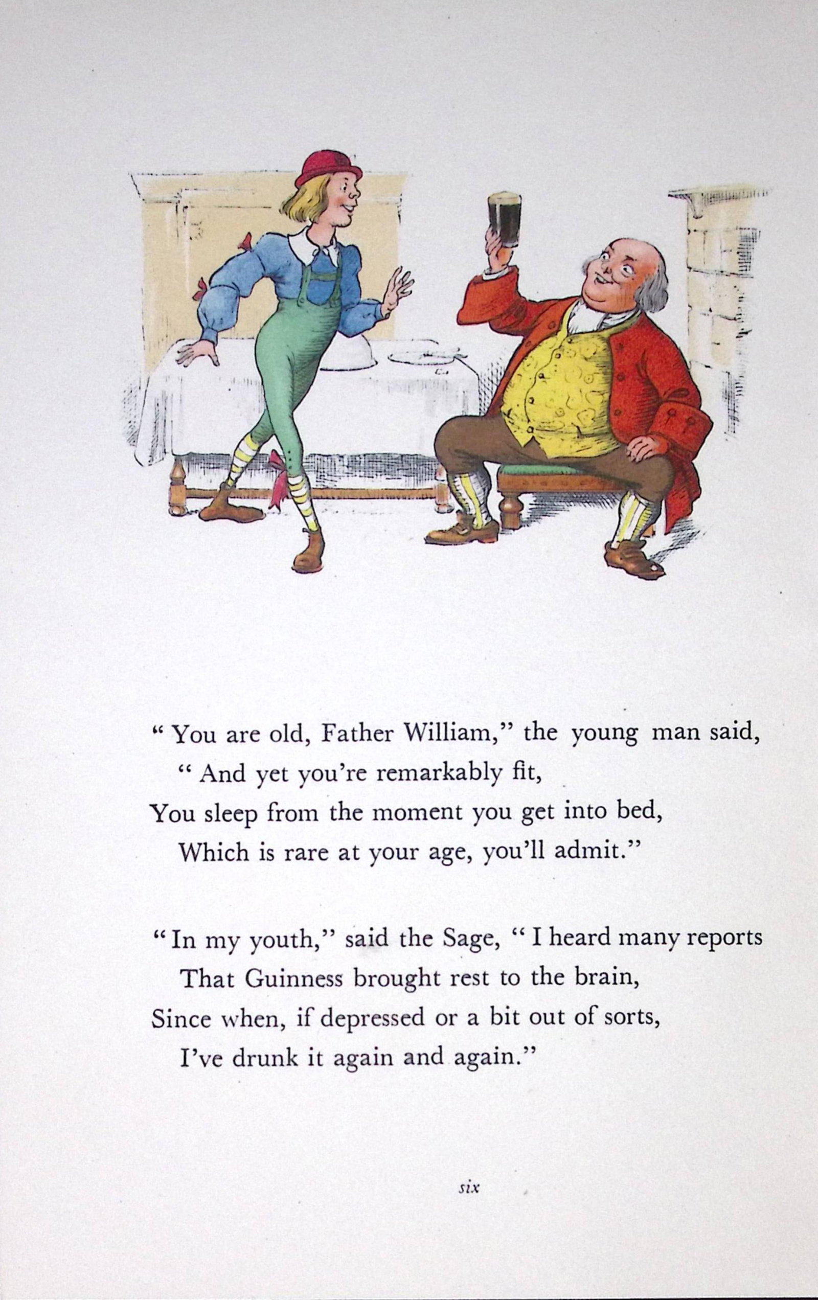 Guinness 93 Years-Old Rare Illustrated by John Gilroy 1933 The Guinness Alice: Title: Guinness 93 Years-Old Rare Illustrated by John Gilroy 1933 The Guinness Alice Description: Double-Sided Lithographed Illustration. Measures approx. 9' x 6' (22.86