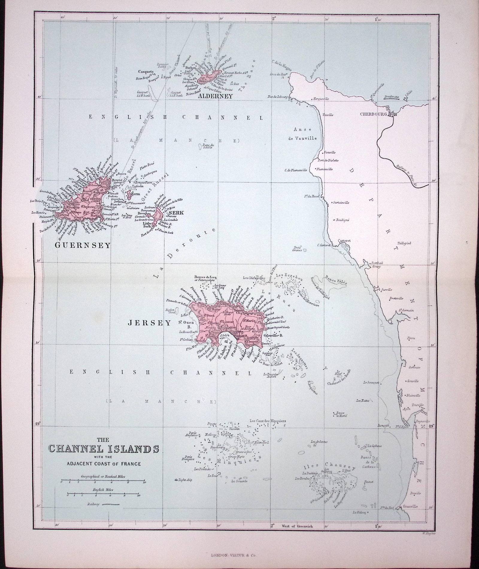 The Channel Islands 150 Years-Old 1875 Coloured Detailed Antique 1875 Map-30: Title: The Channel Islands 150 Years-Old 1875 Coloured Detailed Antique 1875 Map-30 Description: This 150 Years-Old Coloured Antique Map Was Removed from an Edition of. 