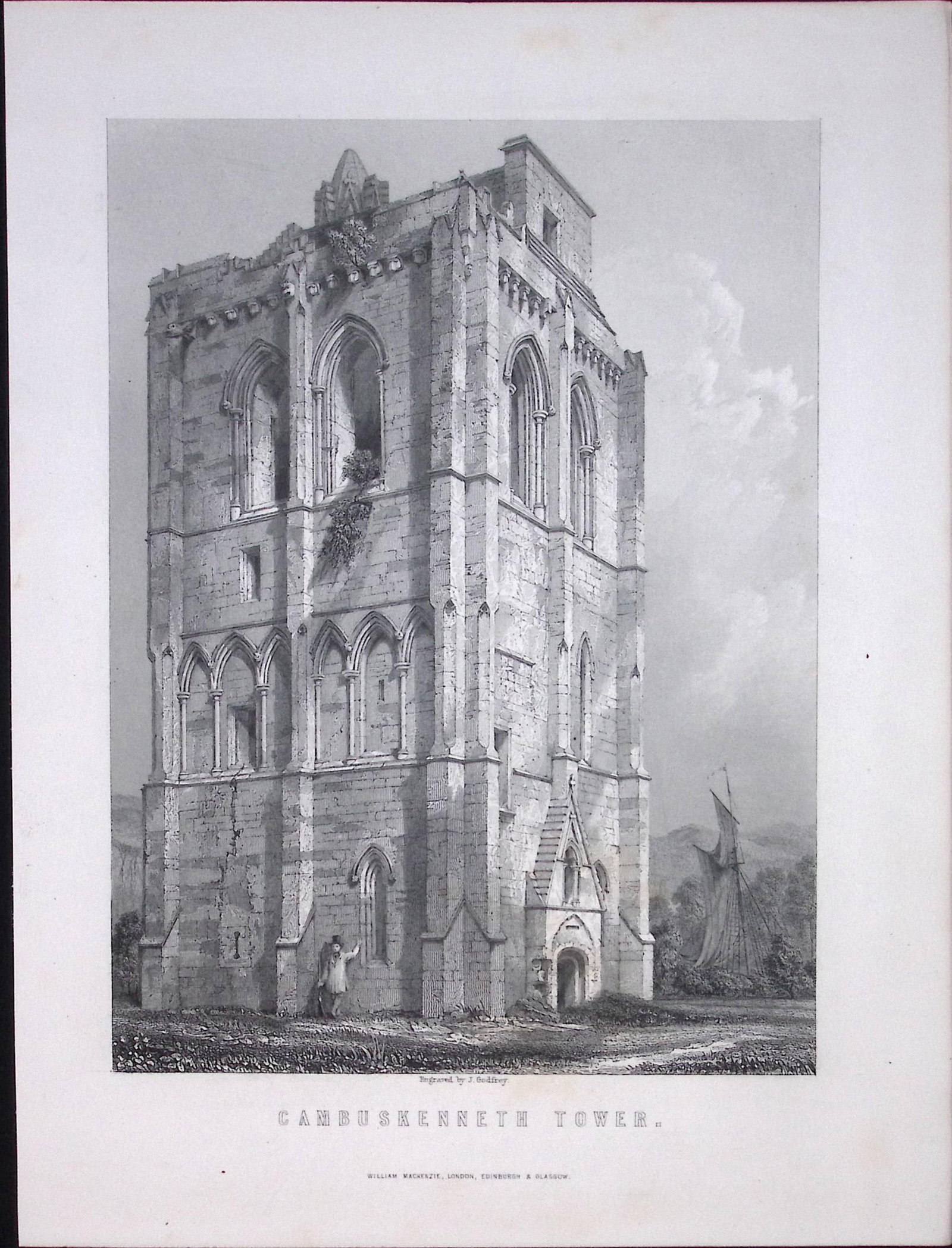 Cambuskenneth Tower Stirling Scotland Antique 152 Years-Old Engraving-21: Title: Cambuskenneth Tower Stirling Scotland Antique 152 Years-Old Engraving-21 Description: This Antique Print Was Removed from an Edition of. Tytler's History of