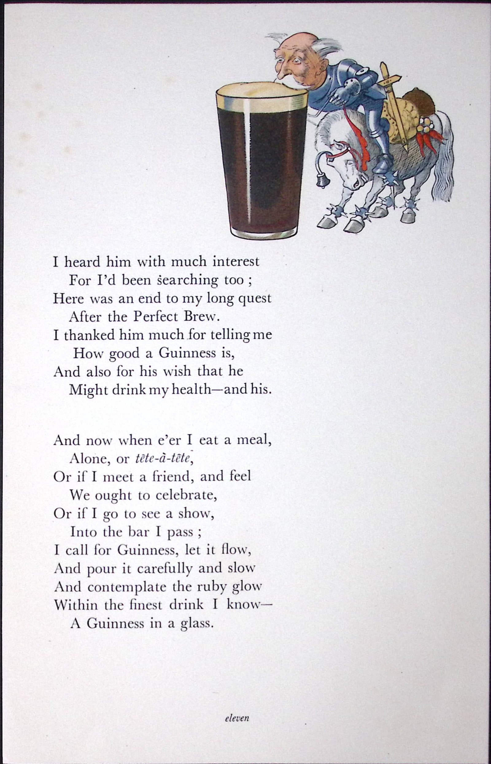 Guinness 93 Years-Old Vintage Illustrated John Gilroy 1933 Guinness Alice-6.: Title: Guinness 93 Years-Old Vintage Illustrated John Gilroy 1933 Guinness Alice-6. Description: Double-Sided Lithographed Illustration. Measures approx. 9' x 6' (22.86