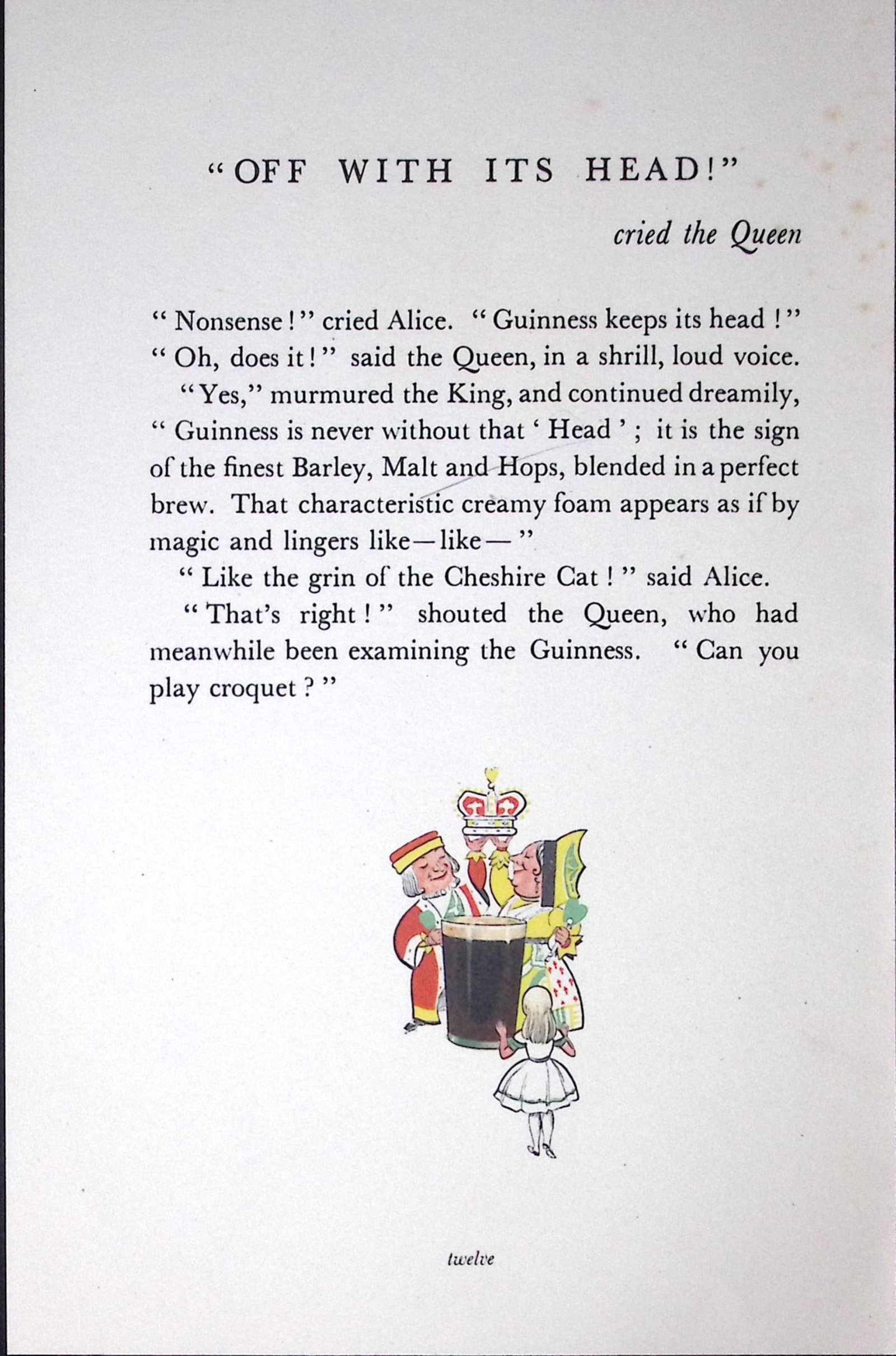 Guinness 93 Years-Old Vintage Illustrated John Gilroy 1933 Guinness Alice-6. - 2