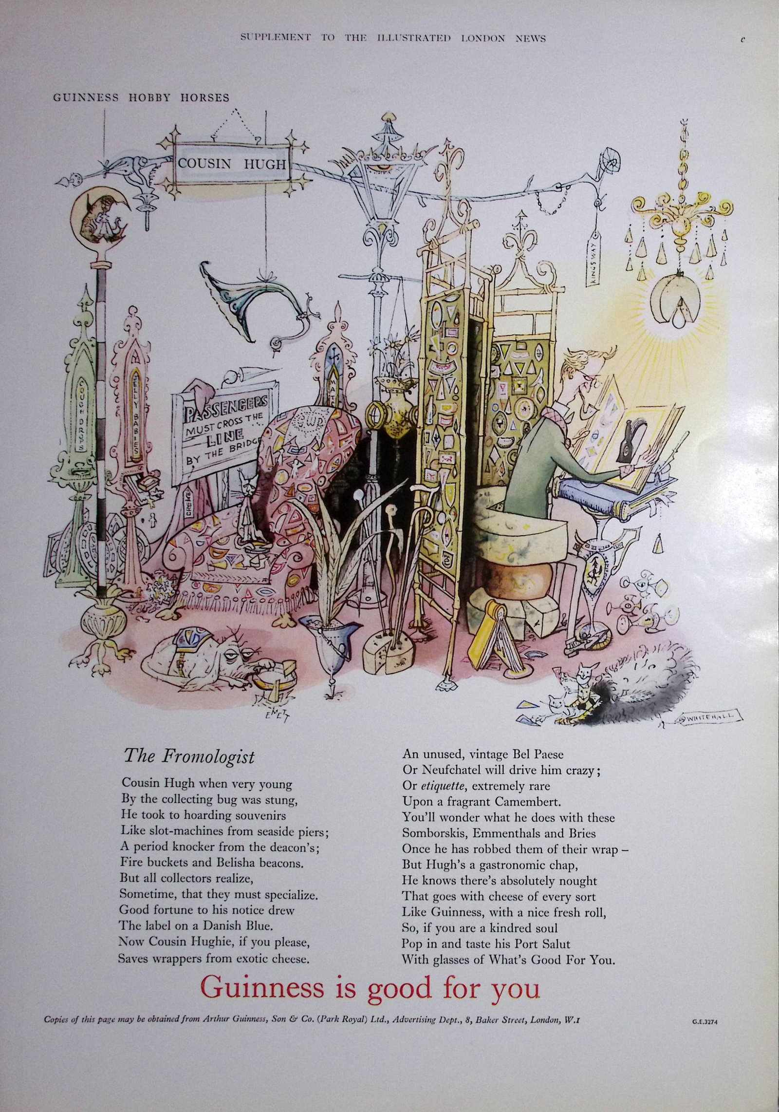 Guinness The Fromologist 1960 Original 66 Years-Old Print -GE 3274: Title: Guinness The Fromologist 1960 Original 66 Years-Old Print -GE 3274 Description: Guinness The Fromologist 1960 Original 66 Years-Old Print -GE 3274. And Measu