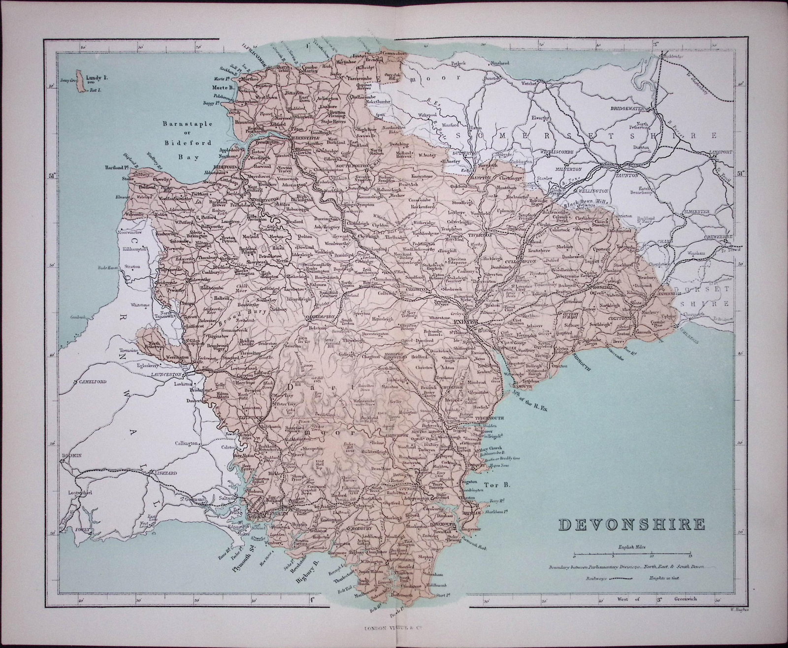 Devonshire 150 Years-Old 1875 Coloured Detailed Antique 1875 Map-47: Title: Devonshire 150 Years-Old 1875 Coloured Detailed Antique 1875 Map-47 Description: This 150 Years-Old Coloured Antique Map Was Removed from an Edition of. 